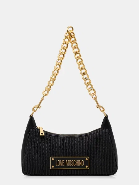 Kožená kabelka Love Moschino čierna