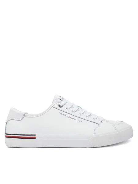 Tommy Hilfiger Tenis superge Core Corporate Vulc Leather bela