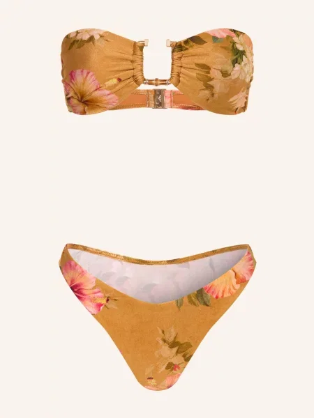 Zimmermann Bikini Bandeau Mahon Bamboo pink zielone