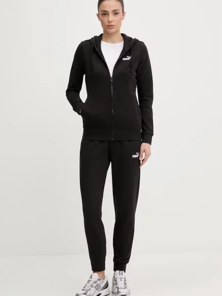 Puma dres z bawełny Hooded Sweat suit czarny