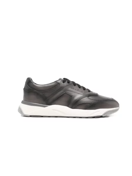 Sneakersy Santoni skórzane brązowe