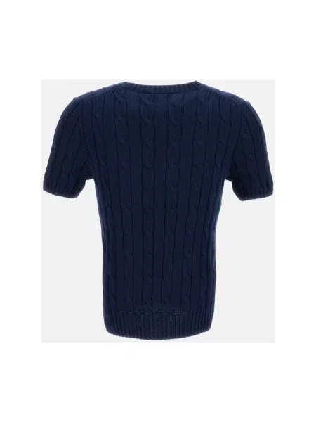 Sweter Polo Ralph Lauren z krótkim rękawem z autografem granatowy
