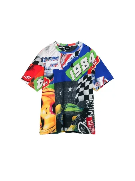 Desigual Tricou albastru / galben / verde roșu