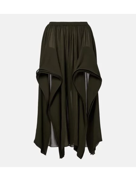 Szerokie spodnie Alaïa z falbankami zielone