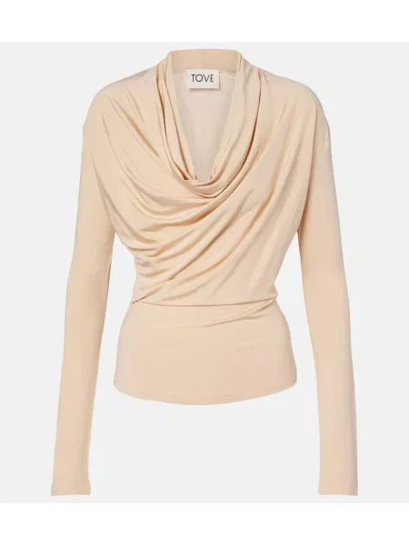 Top Tove z dżerseju drapowany beżowy