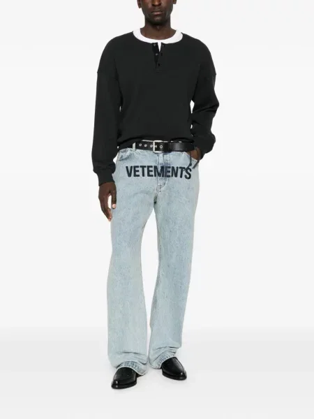 Τζιν με φαρδύ μπατζάκι Vetements με σχέδιο μπλε