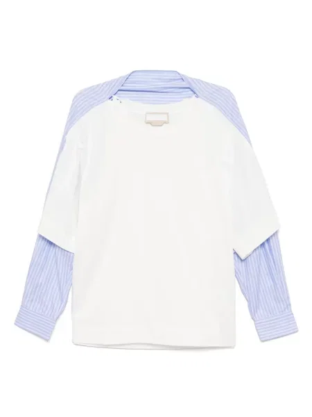 Długi top Litkovskaya z długim rękawem biały