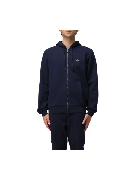 Bluza rozpinana Lacoste z kapturem z długim rękawem niebieska