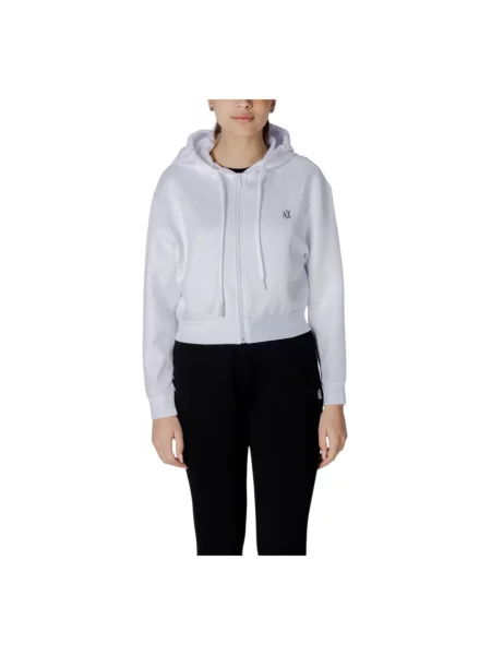 Bluza z kapturem Armani Exchange z kapturem o krotszym kroju biała