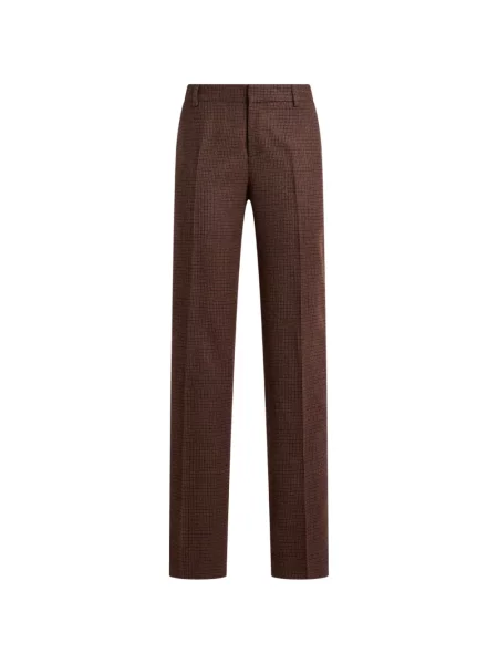 Pantaloni Etro de lână cu pene cu model pepito roșu