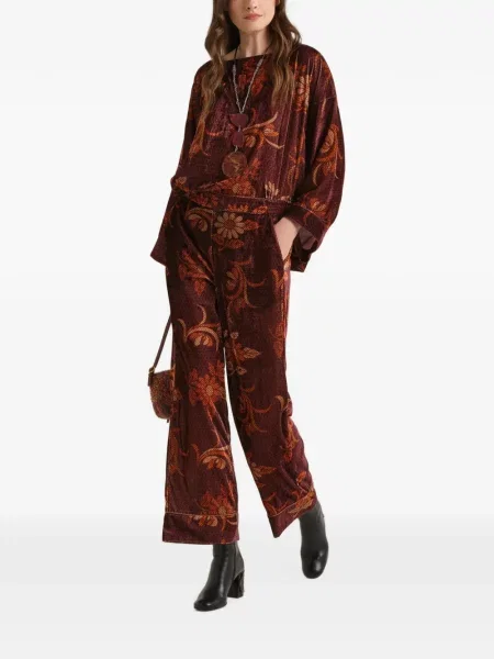 Decupat pantaloni Maliparmi cu model floral maro