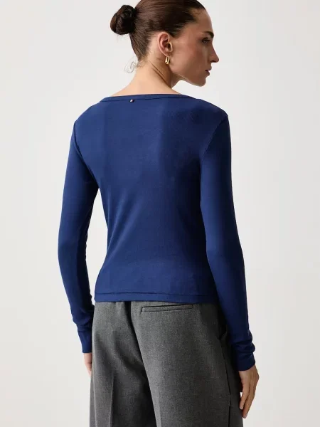 Tommy Hilfiger longsleeve z bawełną granatowa