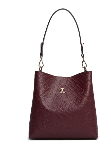 Ročna torba Tommy Hilfiger Th Icon Shoulder Bag Mono Bordo rdeča