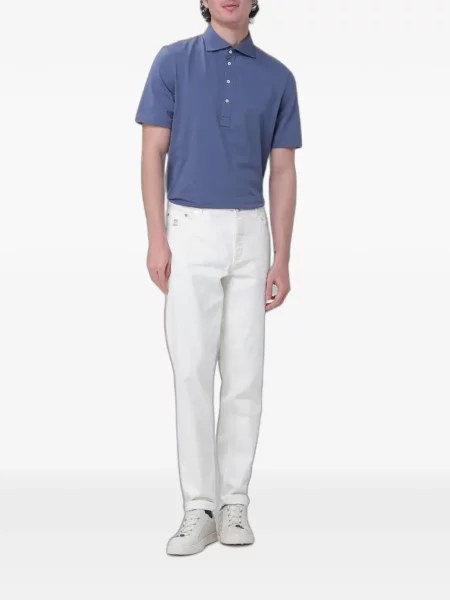Tricou polo Brunello Cucinelli din jerseu albastru