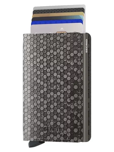 Usnjena denarnica Secrid Slimwallet Hexagon Grey siva