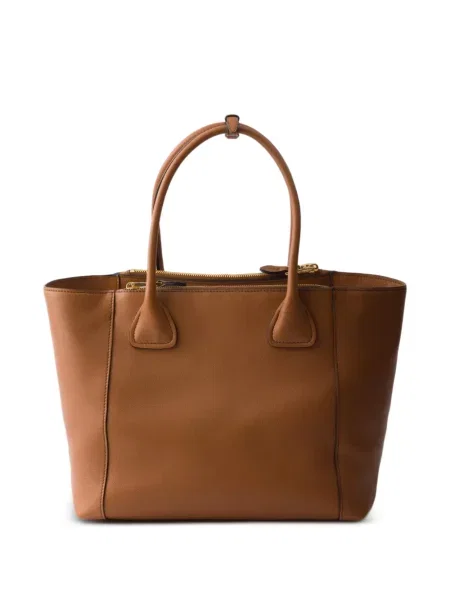 Δερμάτινη τσάντα shopper Prada καφέ
