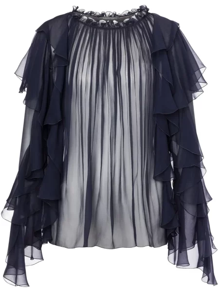 Bluză Alberta Ferretti de mătase albastru