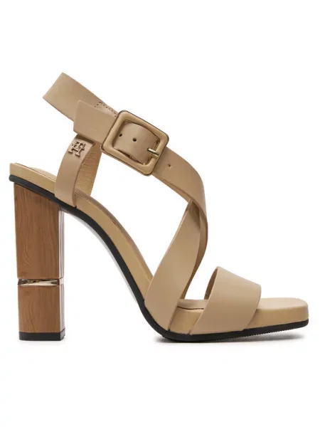 Tommy Hilfiger Sandali Hardware Block High Heel rjava