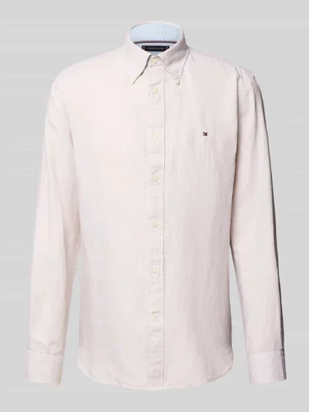 Koszula casualowa o kroju regular fit z mieszanki bawełny i lnu Tommy Hilfiger beżowa