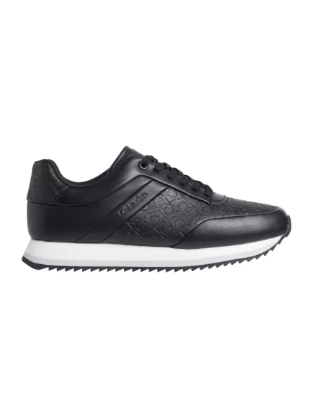 Sneakersy Calvin Klein sznurowane skórzane czarne