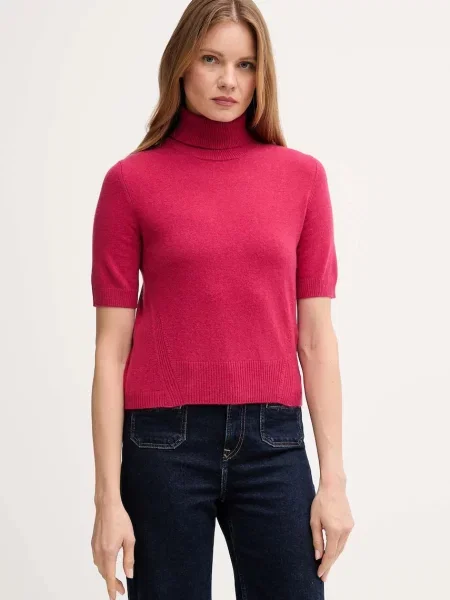 Дитячий светр з додаванням вовни United Colors of Benetton легкий гольф рожевий