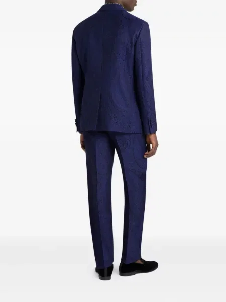 Geacă Etro cu model paisley din jacard albastru