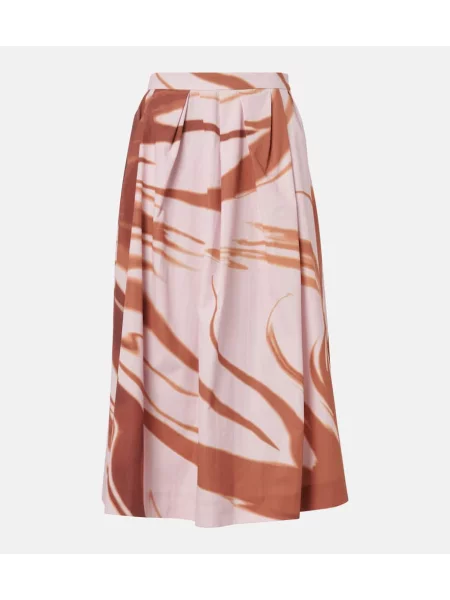 Fustă midi Dries Van Noten cu imagine până la genunchi maro