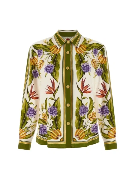 Lniana koszula Farm Rio w tropikalny nadruk