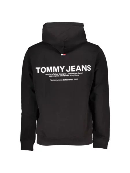 Hoodie Tommy Hilfiger με σχέδιο με κορδόνι μαύρο