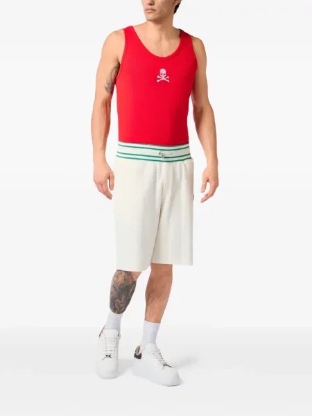 Pantaloni scurți Philipp Plein din jacard alb