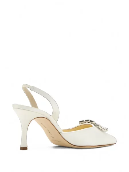 Pantofi cu toc Manolo Blahnik cu cataramă alb