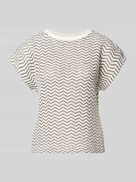 T-shirt o kroju regular fit w dzianinowej optyce Comma biała