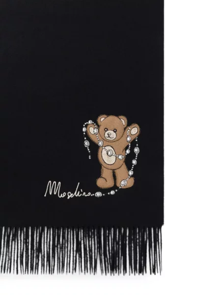 Αρκουδάκι κασκόλ Moschino με κρόσσια μαύρο