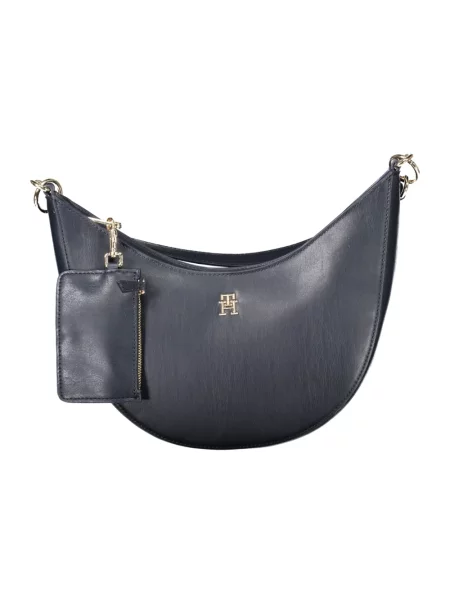 Lniana torebka Tommy Hilfiger niebieska