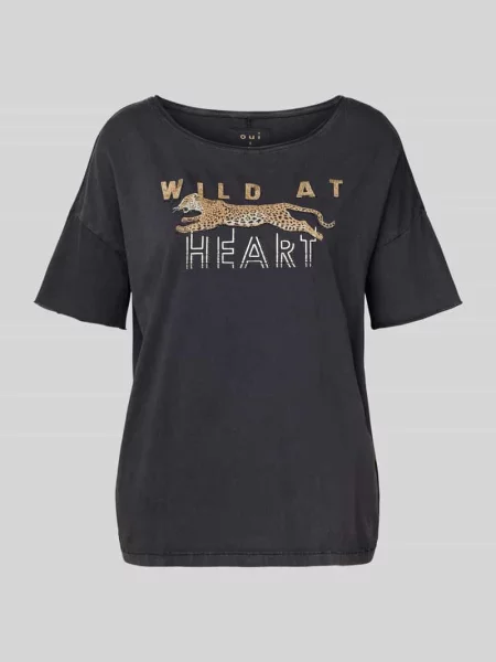 T-shirt o kroju relaxed fit z czystej bawełny z nadrukiem z motywem Oui