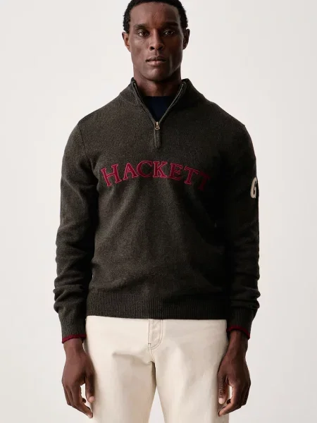 Hackett London pulover pentru bărbați din lână merino verde