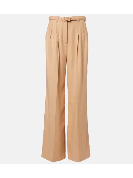 Pantaloni Gabriela Hearst cu talie înaltă de lână bej