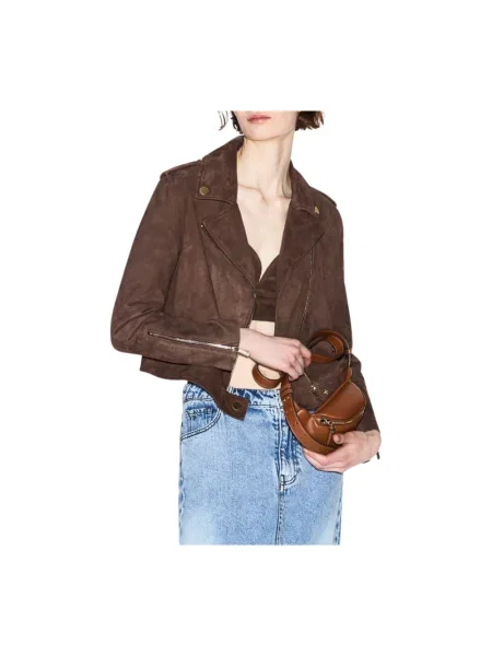 Kurtka skórzana Armani Exchange brązowa