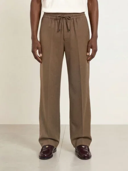 Drôle De Monsieur Flanelové Kalhoty Ve Stylu Joggingových Kalhot Střih Regular Fit světle hnědá