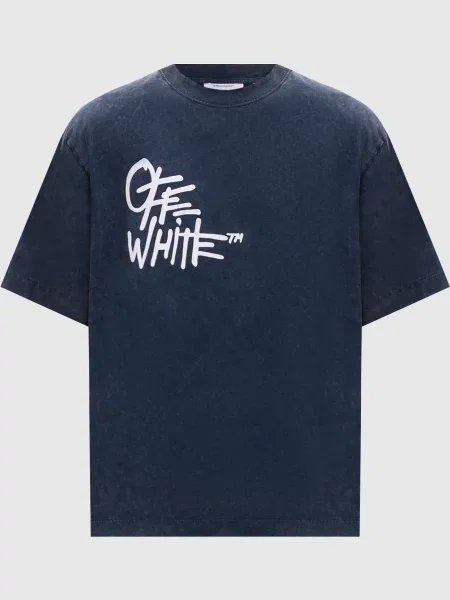 Футболка з брендовим принтом Off-white синя