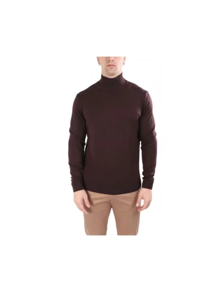 Dzianinowy sweter z golfem Hugo brązowy