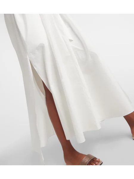 Rochie midi Brunello Cucinelli plisată până la genunchi de costum alb