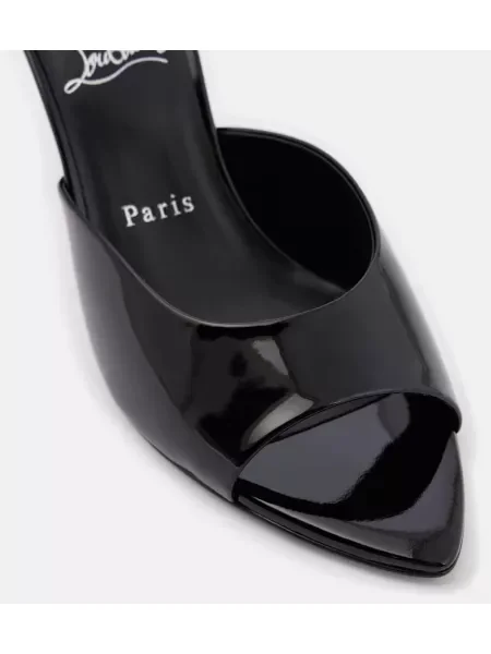 Papuci tip mules Christian Louboutin din piele de lac negru