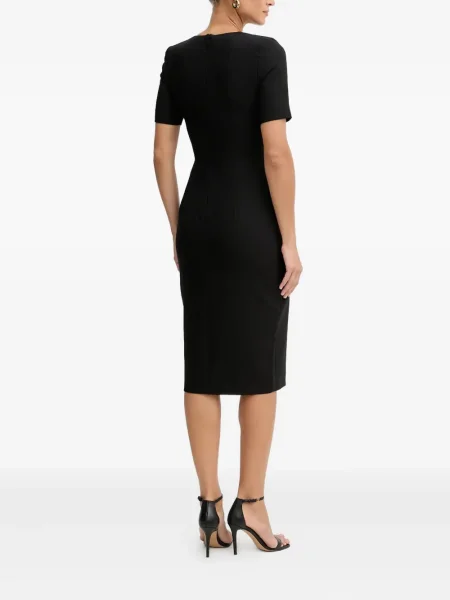 Rochie midi Guess cu decolteu în V negru