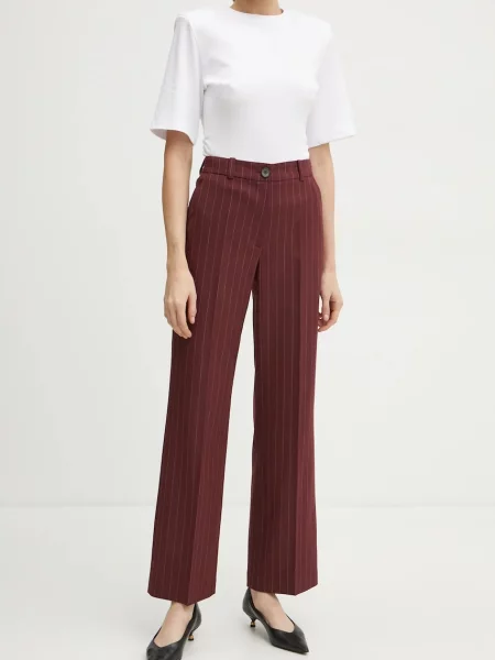 La Mania pantaloni DEVIN femei rosu drept high waist DEVIN