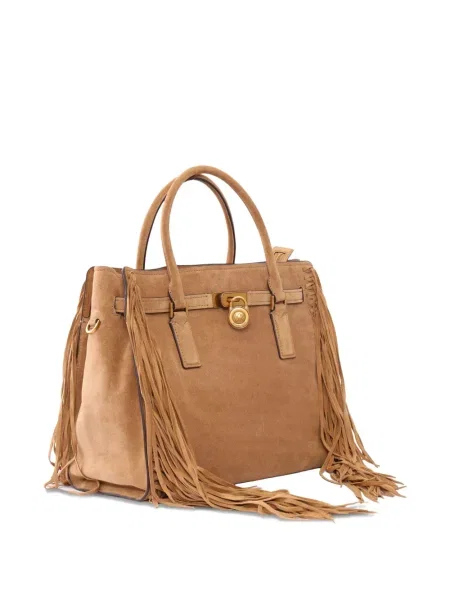 Top Michael Michael Kors cu franjuri din piele de căprioară lung negru