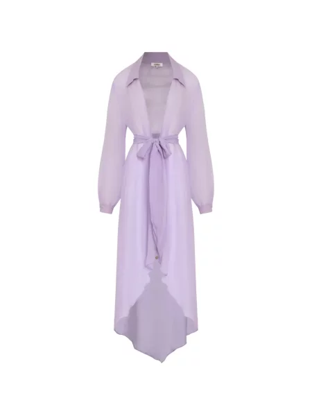 Cu centură rochie midi Amir Slama de mătase violet
