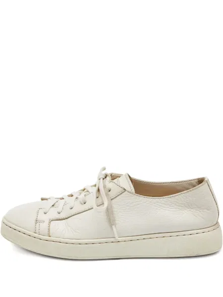 Šněrovací kožené tenisky Santoni bílé