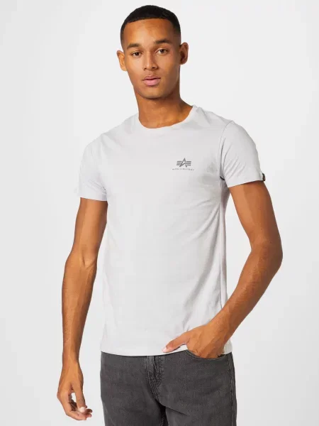 Pánske tričko Alpha Industries Basic Small Logo pastel grey sivá