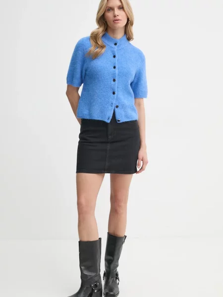 Джинсова спідниця Gestuz mini розкльошена чорний